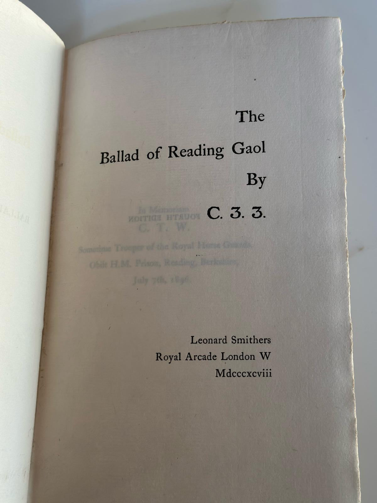 The Ballad Of The Reading Gaol | C.3.3 Aka Oscar Wilde
