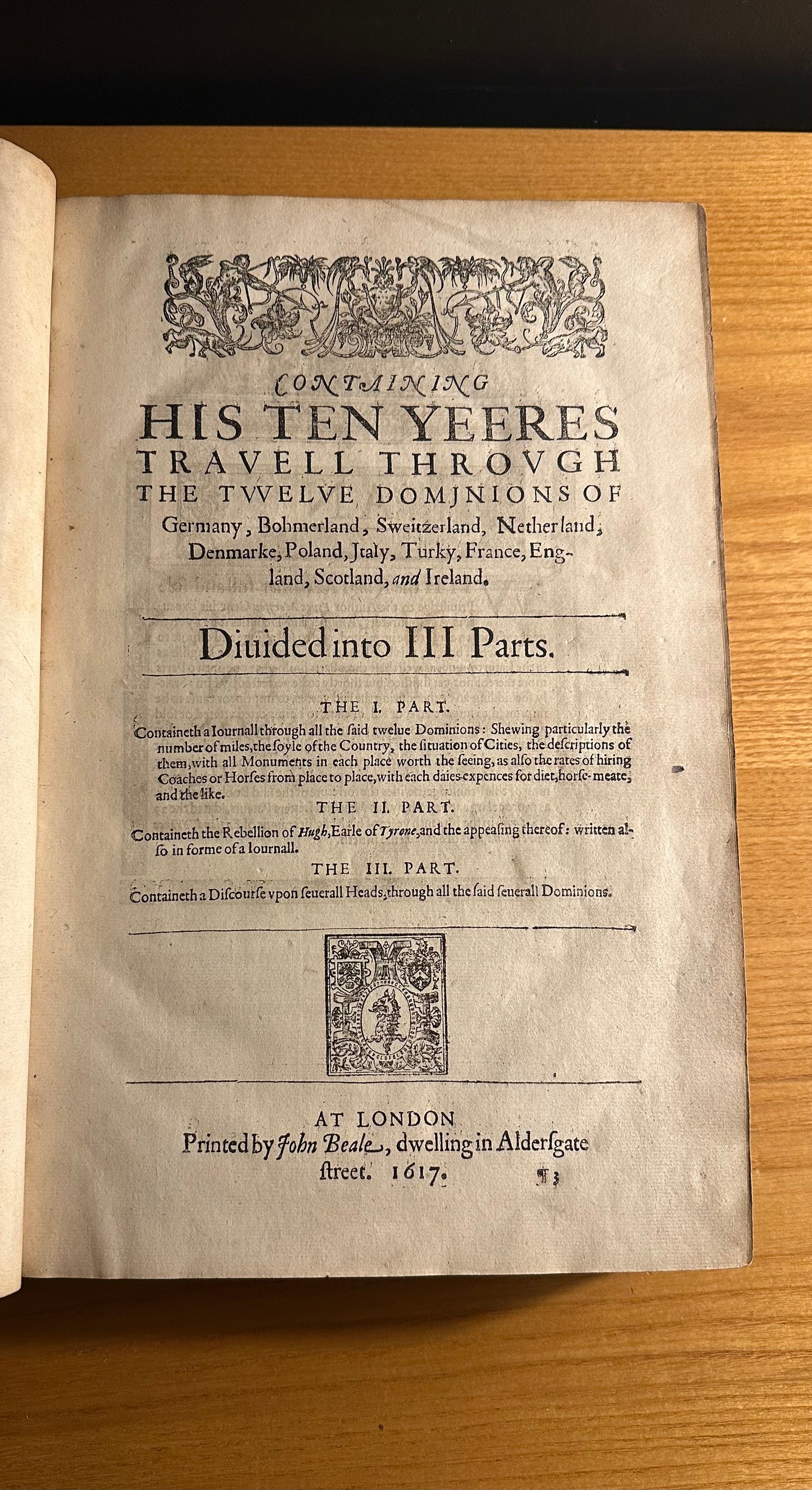 AN ITINERARY WRITTEN BY FYNES MORYSON Gent.